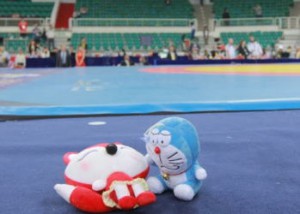 【五輪予選写真】「チャレンジ」に、ドラえもんが活躍