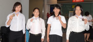 世界学生選手権の女子チームが帰国