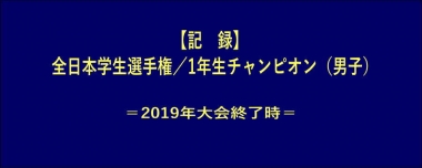 【記録】全日本学生選手権／1年生チャンピオン（男子）＝2019年大会終了時