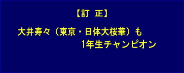 【訂正】大井寿々（東京・日体大桜華）も1年生チャンピオン