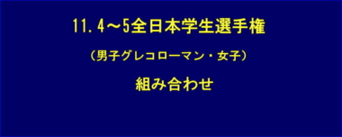 11.4～5全日本学生選手権（男子グレコローマン・女子）／組み合わせ