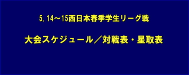 5.14～15西日本春季学生リーグ戦・大会スケジュール／対戦表・星取表