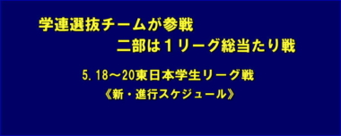 学連選抜チームが参戦、二部は１リーグ総当たり戦…5.18～20東日本学生リーグ戦《新・進行スケジュール》