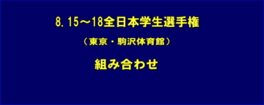 8.15～18全日本学生選手権（東京・駒沢体育館）／組み合わせ