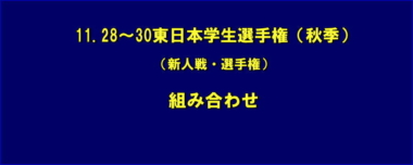 11.28～30東日本学生選手権（秋季＝新人戦・選手権）／組み合わせ