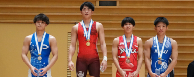 【写真集】2024年東日本学生選手権（春季）新人戦／男子フリースタイル・表彰式（一部決勝戦）