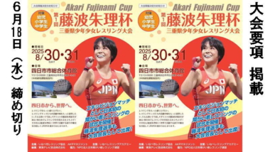 8.30～31藤波朱理杯三重県少年少女大会／大会要項・申込書