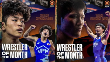 6月のUWW「Wrestlers of the Month」（月間最優秀選手）に清岡幸大郎（カクシングループ）と成國大志（筒井メディカルグループ）