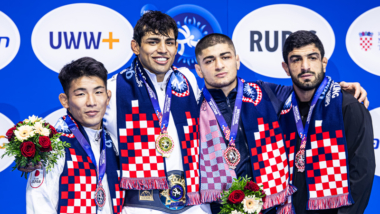 【写真集】2025年世界選手権／男子フリースタイル86kg級・石黒隼士（自衛隊）－決勝・表彰式