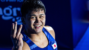 【写真集】2025年世界選手権／男子フリースタイル97kg級・吉田アラシ（日大）ー3位決定戦・表彰式