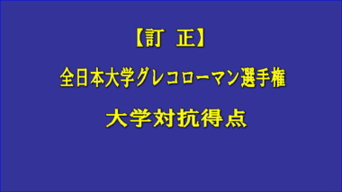 【訂正】2025年全日本大学グレコローマン選手権／大学対抗得点