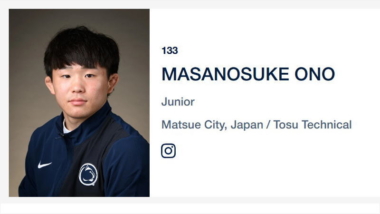 小野正之助がペンシルベニア州立大の出場選手リストに正式に登録