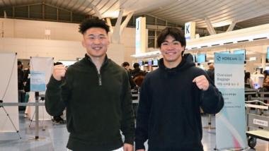 3.27「PWL・11」（ウズベキスタン）出場の日下尚（マルハン北日本）髙橋海大（日体大）が出発